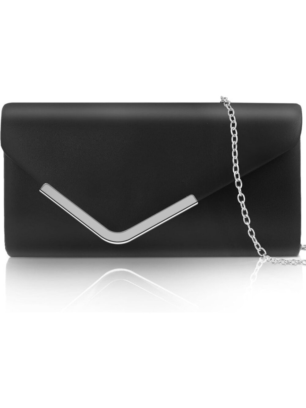 Womens Black Lace Floral Mesh Envelope Chain Crossbody Prom Evening Bag Clutch